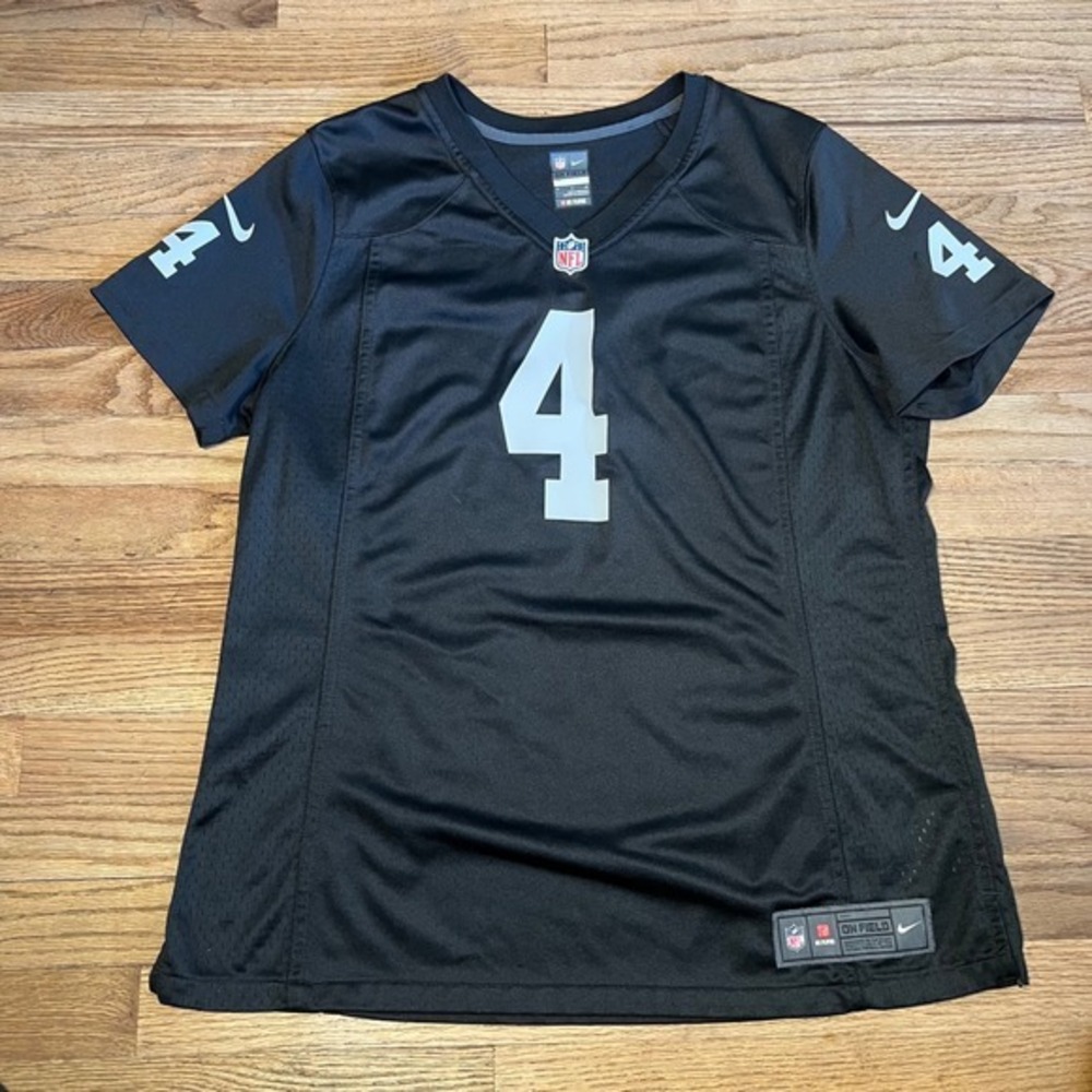 Nike NFL‎ Oakland Raiders Derek Carr 4 Jersey Black Womens XL On Field